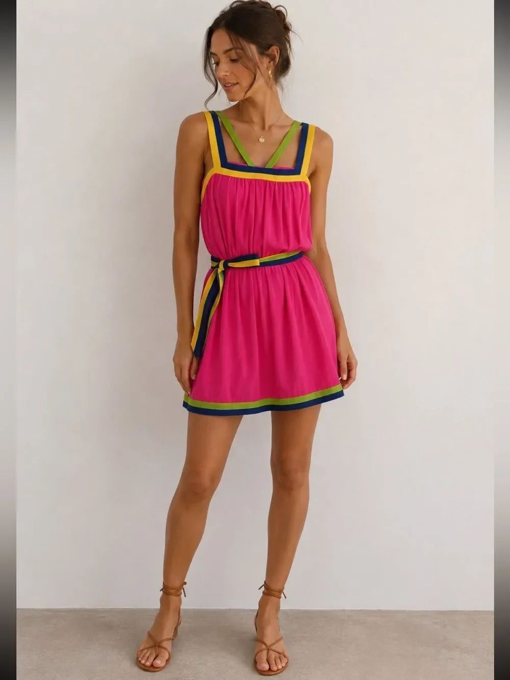 Dsquared2 Uniq Pink Dress with Braided Trim Size M